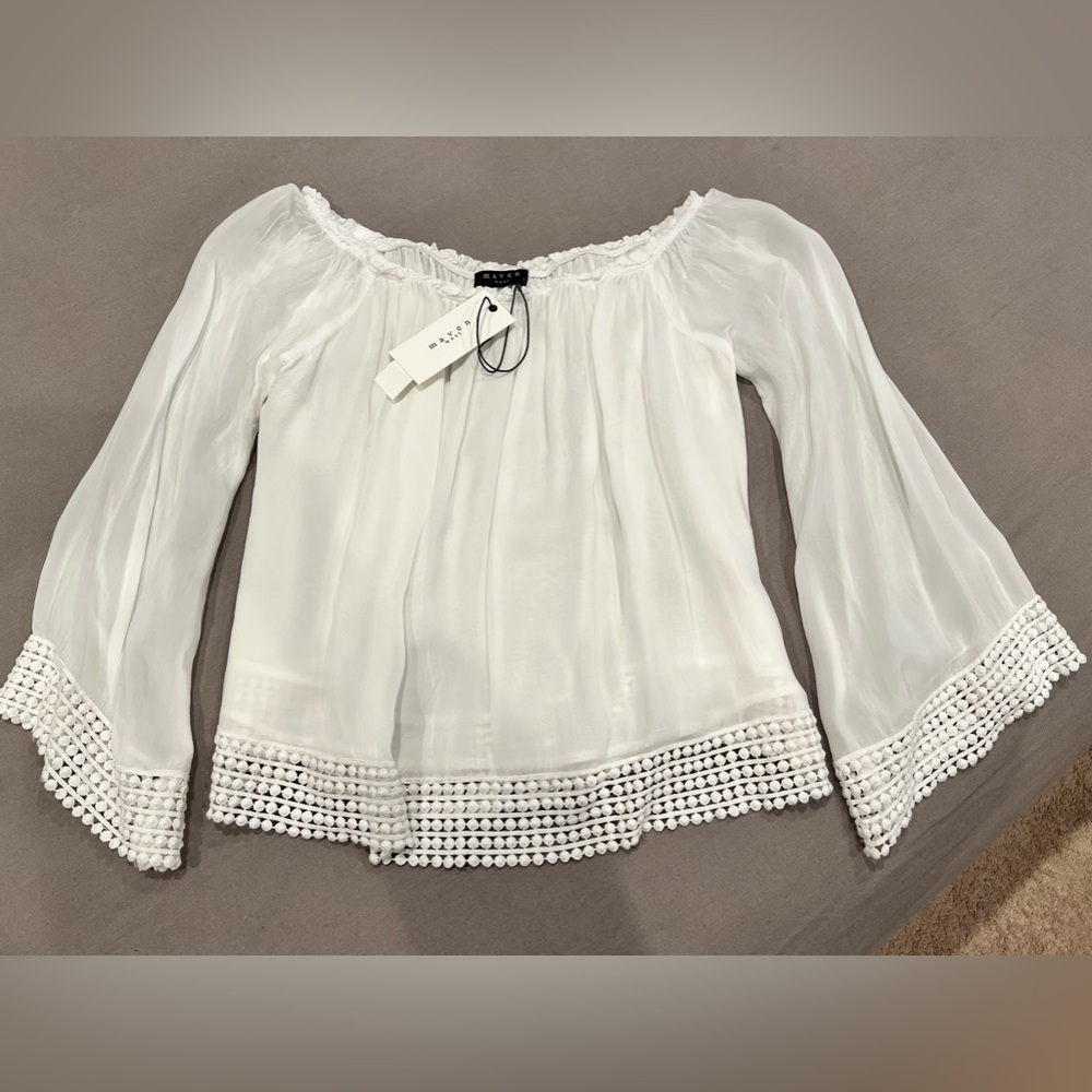 Maven West Off the Shoulder Lace Top - White